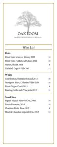 oak room wine list